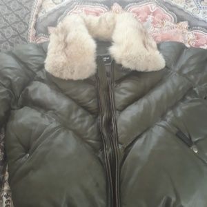 Green leather bomber